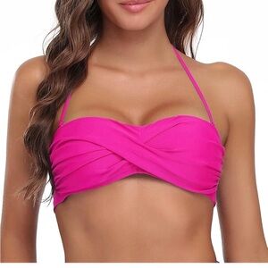 TRINA TURK Women's Island Goddess Twist Front Swimsuit Top Metallic Pink size 2